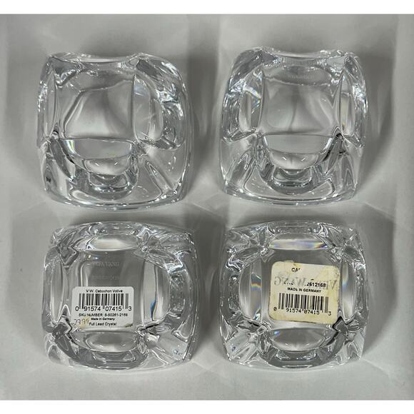 Wedgewood Crystal Candle Votives by Vera Wang ~Carbochon Germany Signed Set of 4 - Picture 3 of 8